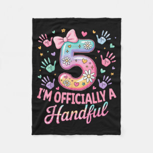 Kids I'm Ly A Handful Five 5th Birthday Girls Boys Fleece Blanket