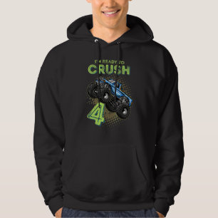 Kids I'm Ready To Crush 4 Monster Truck 4yr Old Bi Hoodie