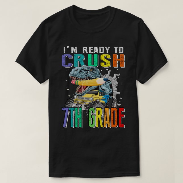 Kids I'm Ready To Crush 7th grade Monster Truck Di T-Shirt (Design Front)