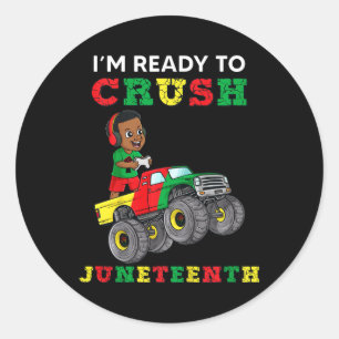 Kids I'm Ready To Crush Juneteenth Fun Gamer Boys Classic Round Sticker