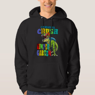 Kids I'm Ready To Crush Kindergarten Dinosaur Back Hoodie