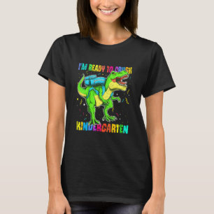 Kids I'm Ready To Crush Kindergarten Dinosaur Back T-Shirt