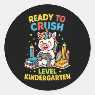 Kids Im Ready To Crush Kindergarten Unicorn Back T Classic Round Sticker