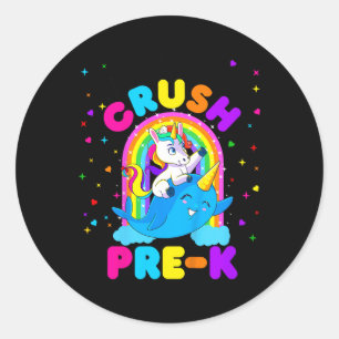 Kids I'm Ready to Crush Pre K Unicorn Back to Scho Classic Round Sticker