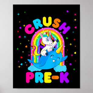 Kids I'm Ready to Crush Pre K Unicorn Back to Scho Poster