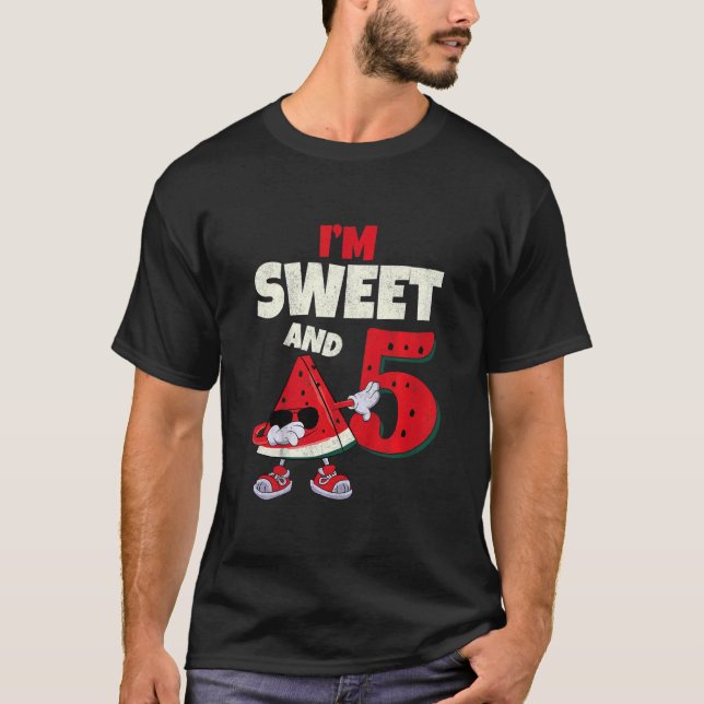 Kids I'm Sweet And 5 Years Old Watermelon Melon 5t T-Shirt (Front)