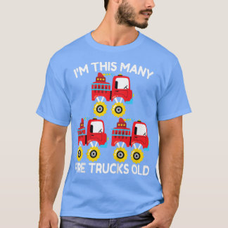 Kids I'm This Many Fire Truck Monster Truck 3rd Bi T-Shirt