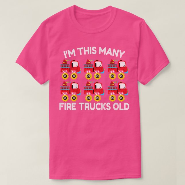Kids I'm This Many Fire Truck Monster Truck 6th Bi T-Shirt (Design Front)