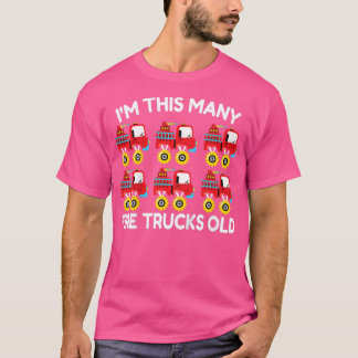 Kids I'm This Many Fire Truck Monster Truck 6th Bi T-Shirt