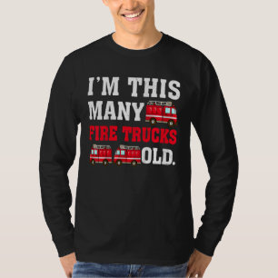 Kids Im This Many Fire Trucks Old Four Year Old B T-Shirt