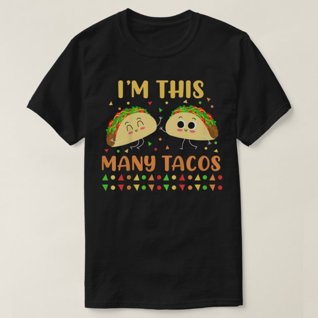 Kids I'm This Many Tacos Second Birthday Party Cin T-Shirt (Design Front)