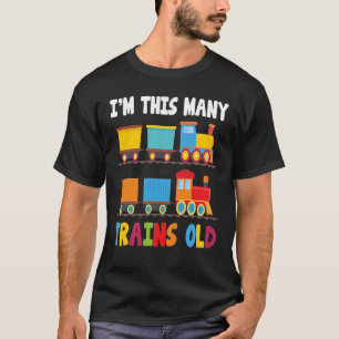 Kids I'm This Many Trains Old 2 Yr Boy Kid Birthd T-Shirt