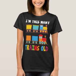Kids I'm This Many Trains Old 2 Yr Boy Kid Birthd T-Shirt