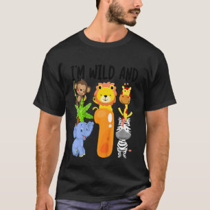 Kids I'm Wild And 1 One Zoo 1st Birthday Safari Ju T-Shirt