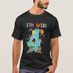 Kids I'm Wild And 4 Zoo Theme Birthday Safari Jun T-Shirt