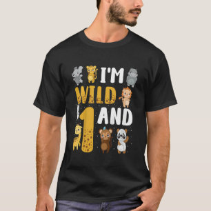 Kids I'm wild And One Safari Zoo Animal Theme 1 Ye T-Shirt