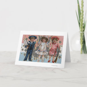 Kids in Blue, White and Pink Card