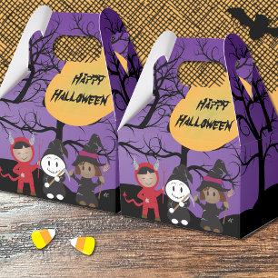 Kids in Costume Purple Halloween Favour Box