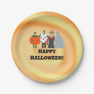 Kids in Costumes Happy Halloween Plates