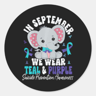 Kids In September We Wear Teal And Purple Suicide  Classic Round Sticker