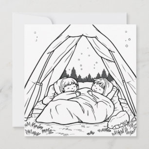 Kids in Tent Kid's Camping Coloring Page
