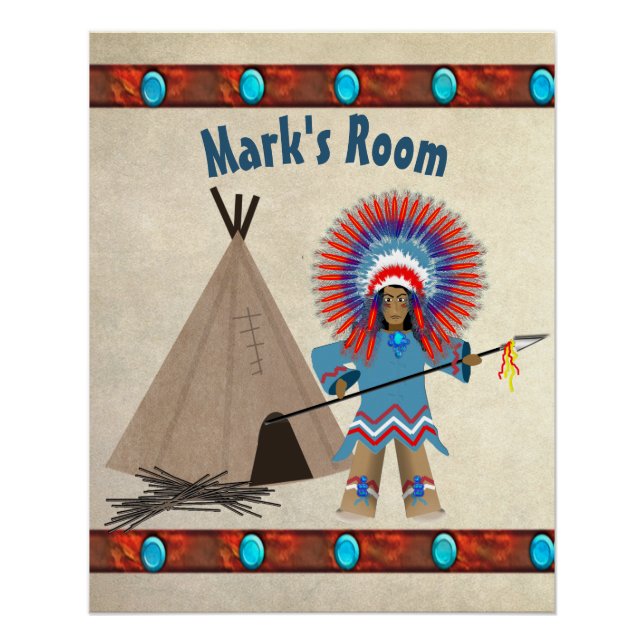 KIDS' INDIAN CHIEF POSTER - PERSONAIZE (Front)