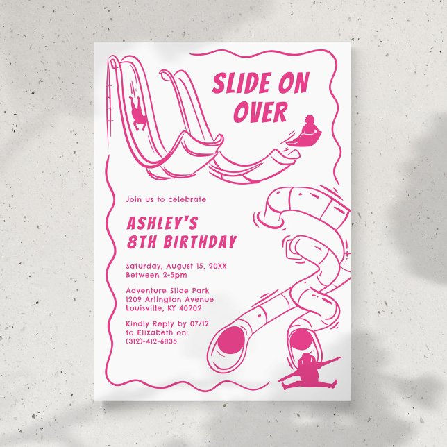 Kids Indoor Slide Park Pink Birthday Party Invitation (Creator Uploaded)