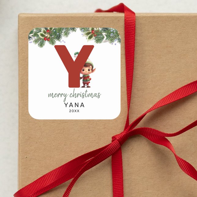 Kids Initial Y Christmas Square Sticker (Creator Uploaded)