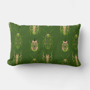 Kids Insect Bug Beetle Hand Drawn Pattern  Lumbar Cushion