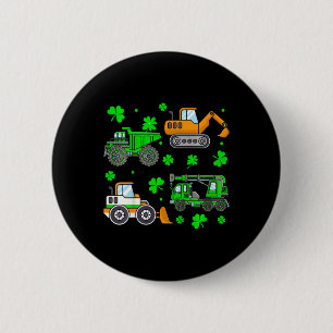 Kids Irish Construction Truck Crane St Patricks Da 6 Cm Round Badge