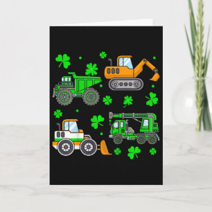 Kids Irish Construction Truck Crane St Patricks Da Card