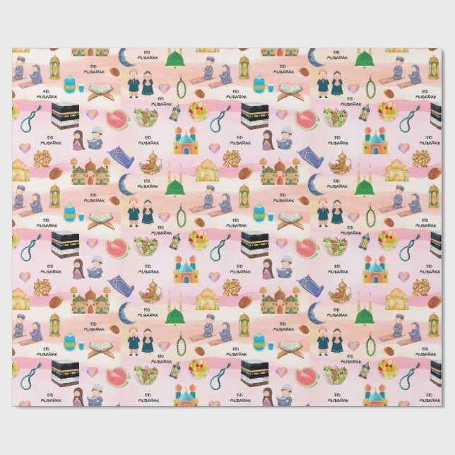 Kids Islamic Gift Wrap – Colourful Eid & Ramadan (Flat)
