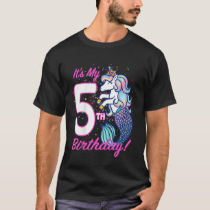 Kids It s My 5th Mermaid Birthday  Unicorn  for gi T-Shirt