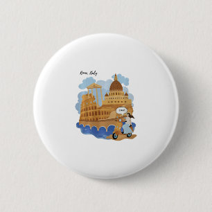 Kids Italy Souvenir Girl On Bike Saying Ciao - Hel 6 Cm Round Badge