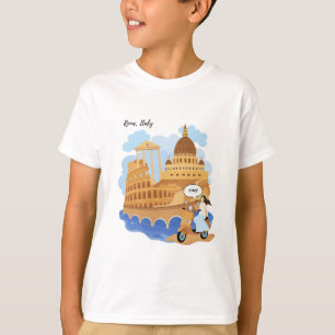Kids Italy Souvenir Girl On Bike Saying Ciao - Hel T-Shirt
