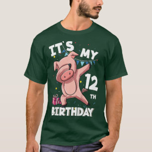 Kids Its My12th Birthday 12 Year Old Pig Birthday  T-Shirt