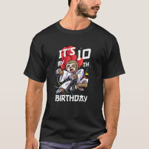 Kids Its My 10th Birthday 10 Year Old Sloth Karate T-Shirt