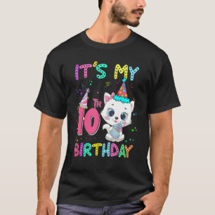 Kids It's My 10th Birthday Cat Girls Birthday Par T-Shirt