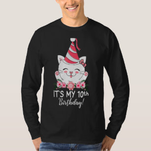 Kids Its My 10th Birthday Kitty Cat 10 Year Olds T-Shirt