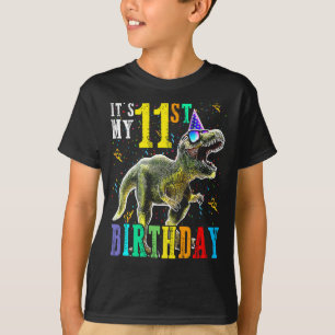 Kids It's My 11st Birthday Happy 11 Year Dinosaur  T-Shirt