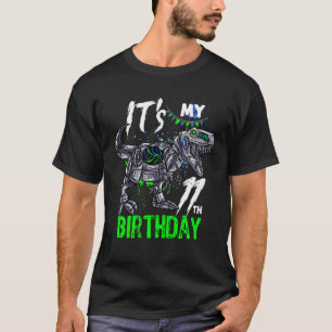 Kids Its My 11th Birthday 11 Year Old Dino Rex Bir T-Shirt