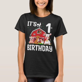 Kids Its My 1st Birthday Farm Animal 1 Year Old Bi T-Shirt