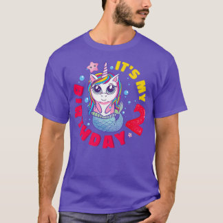Kids It's My 2nd Birthday Happy 2 Year Unicorn Mer T-Shirt