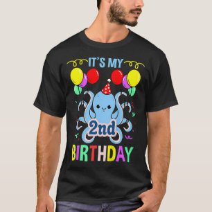 Kids Its My 2nd Birthday Octopus  T-Shirt
