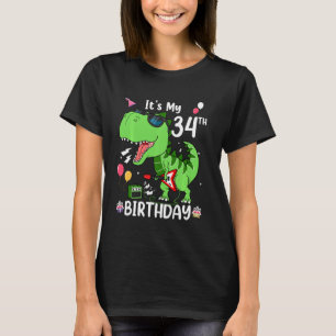 Kids It's My 34th Birthday T Rex 34 Year Old Birth T-Shirt