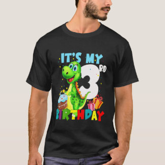 Kids It's My 3Rd Birthday 3 Year Old Boy Gifts Din T-Shirt