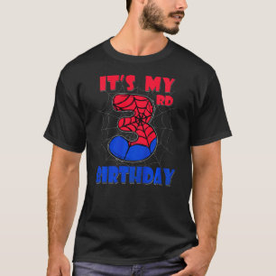 Kids It's My 3rd Birthday Spider Theme Party 3 Yea T-Shirt