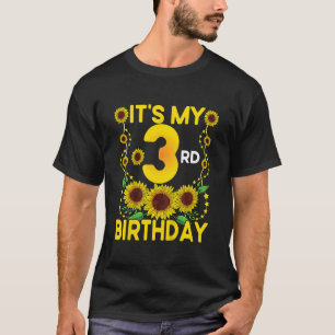 Kids It's My 3rd Birthday Sunflower 3 Years Old Bi T-Shirt