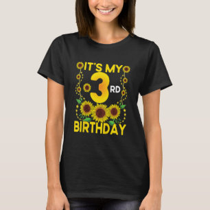 Kids It's My 3rd Birthday Sunflower 3 Years Old Bi T-Shirt