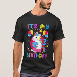 Kids It's My 3th Birthday 3 Year Old Girl With Uni T-Shirt